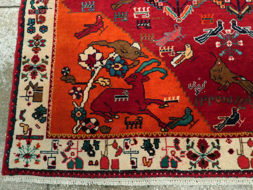 Vintage Persian Gabbeh Pictorial Accent Rug, No.29154 - Galerie Shabab