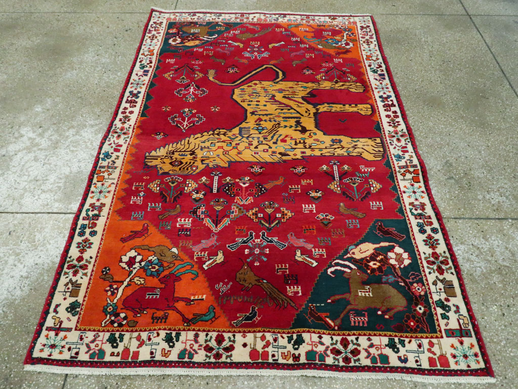 Vintage Persian Gabbeh Pictorial Accent Rug, No.29154 - Galerie Shabab