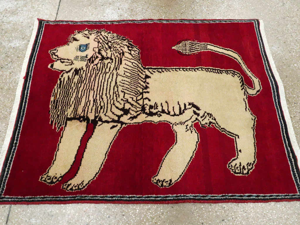 Vintage Persian Pictorial Gabbeh Throw Rug, No.29155 - Galerie Shabab