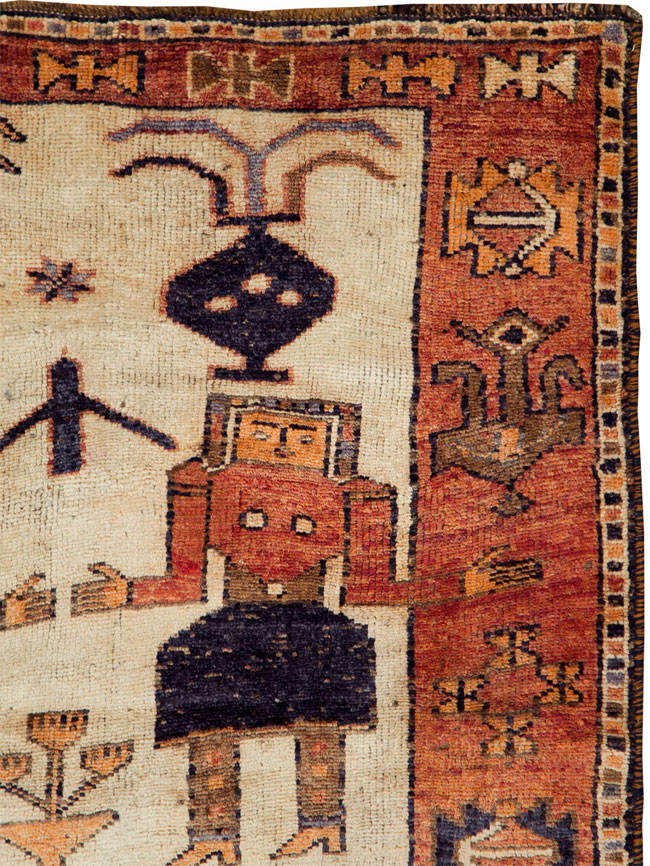 Vintage Persian Bakhtiari Pictorial Rug, No.29169 - Galerie Shabab