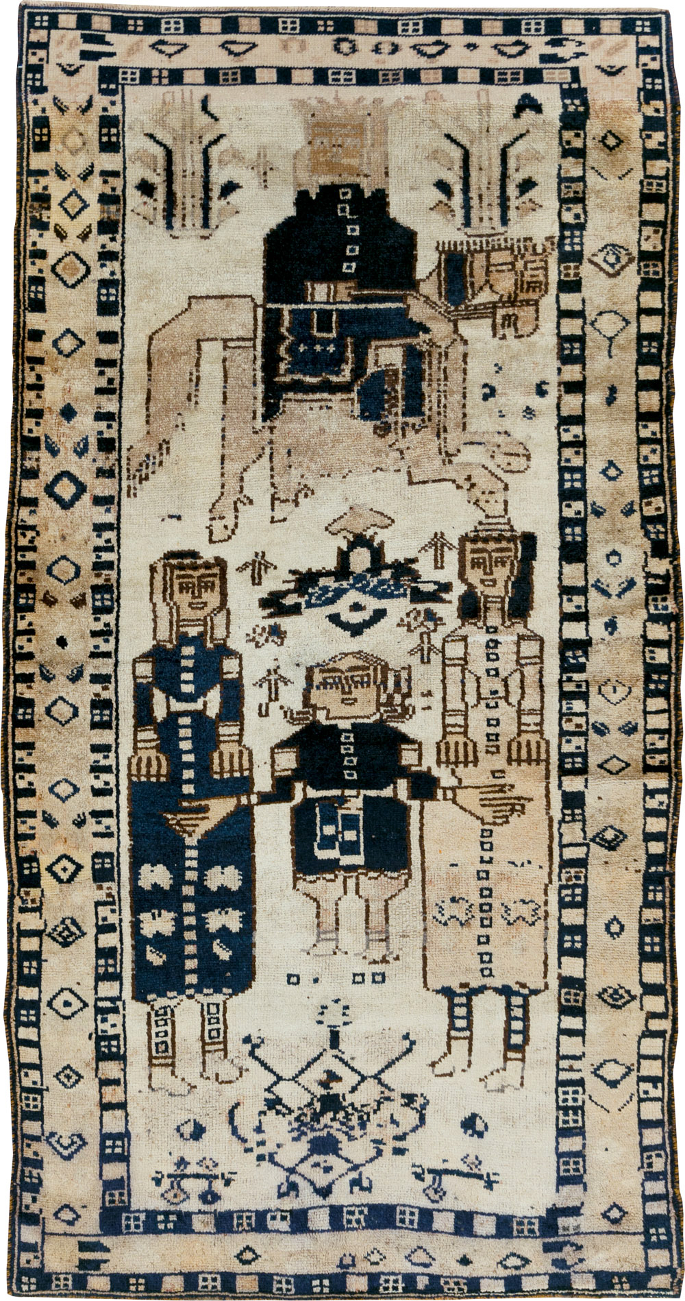 Vintage Persian Bakhtiari Pictorial Rug, No.29177 - Galerie Shabab