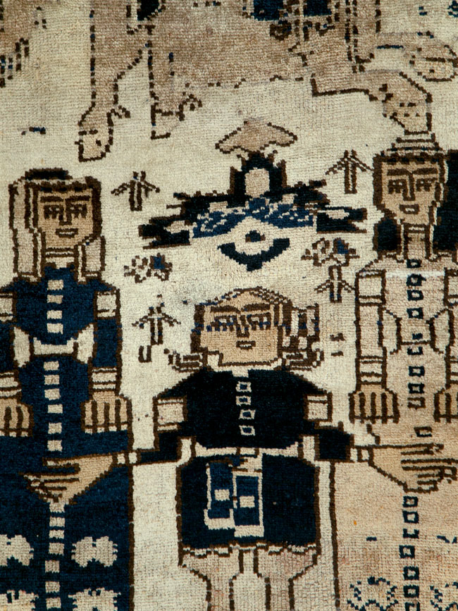 Vintage Persian Bakhtiari Pictorial Rug, No.29177 - Galerie Shabab