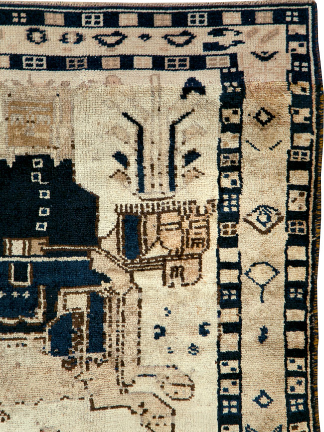 Vintage Persian Bakhtiari Pictorial Rug, No.29177 - Galerie Shabab