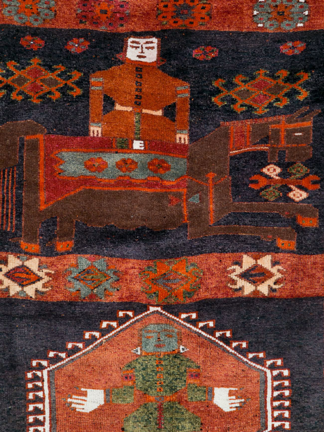 Vintage Persian Pictorial Bakhtiari Rug, No.29178 - Galerie Shabab