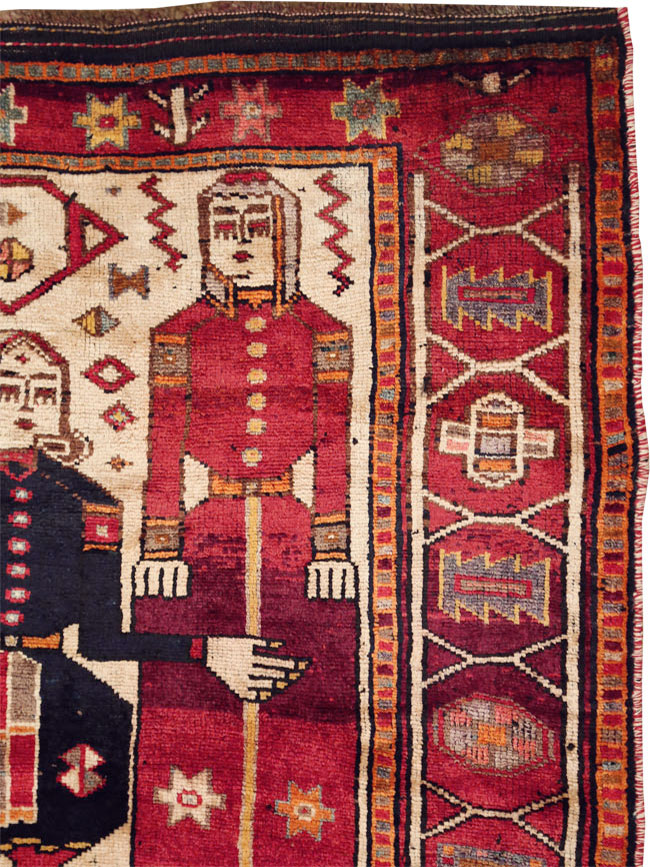 Vintage Persian Pictorial Bakhtiari Rug, No.29179 - Galerie Shabab