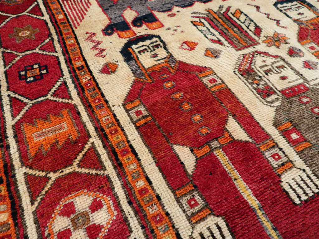 Vintage Persian Pictorial Bakhtiari Rug, No.29179 - Galerie Shabab