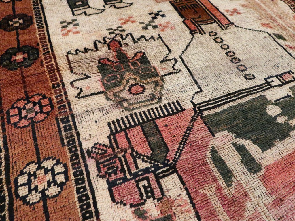 Vintage Persian Pictorial Bakhtiari Rug, No.29180 - Galerie Shabab