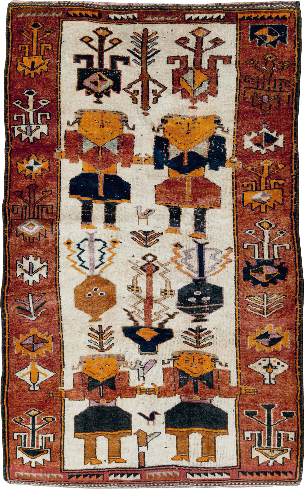 Vintage Persian Bakhtiari Pictorial Accent Rug, No.29181 - Galerie Shabab