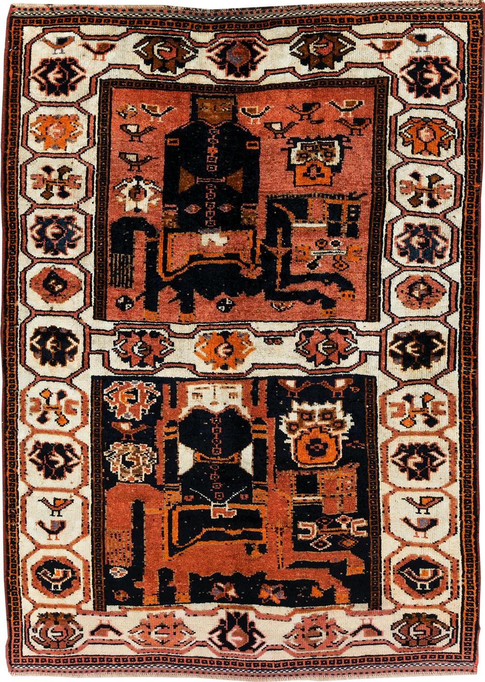 Tribal Persian Pictorial Bakhtiari Accent Rug, No.29183 - Galerie Shabab