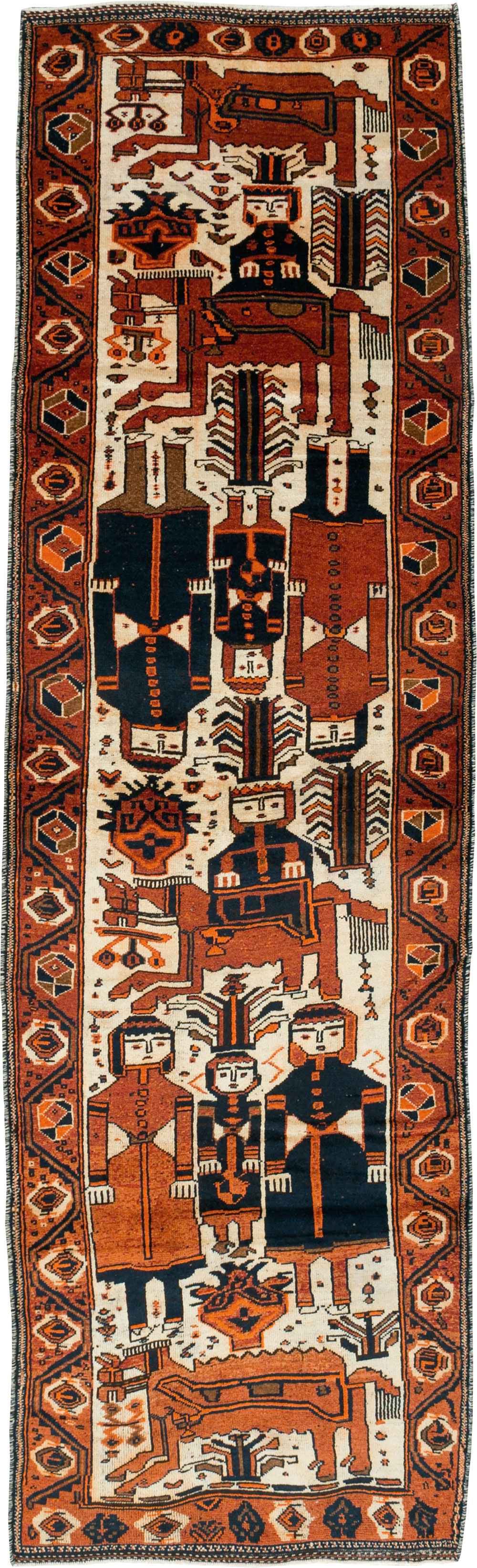 Vintage Persian Bakhtiari Pictorial Runner, No.29185 - Galerie Shabab