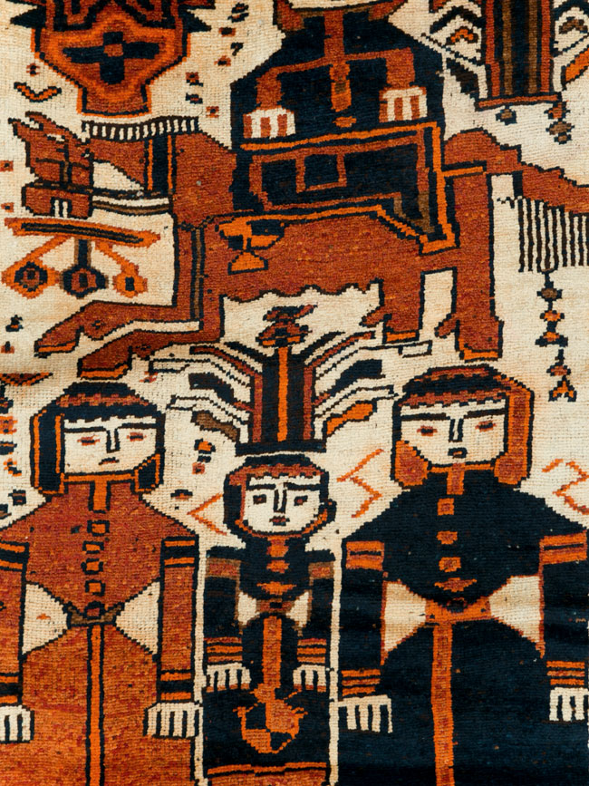 Vintage Persian Bakhtiari Pictorial Runner, No.29185 - Galerie Shabab