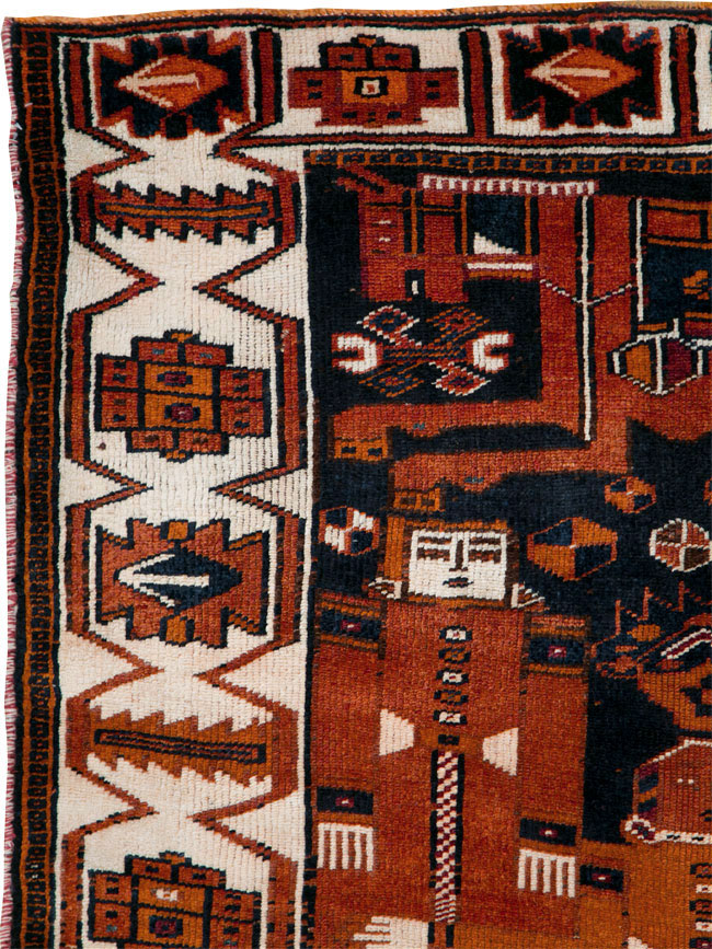 Vintage Persian Pictorial Bakhtiari Rug, No.29187 - Galerie Shabab