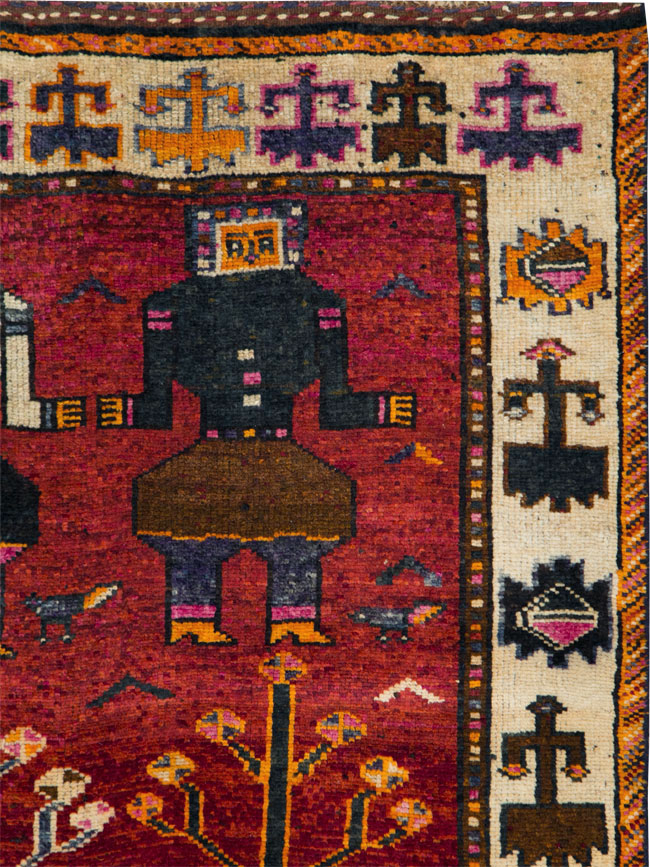 Vintage Persian Pictorial Bakhtiari Rug, No.29188 - Galerie Shabab