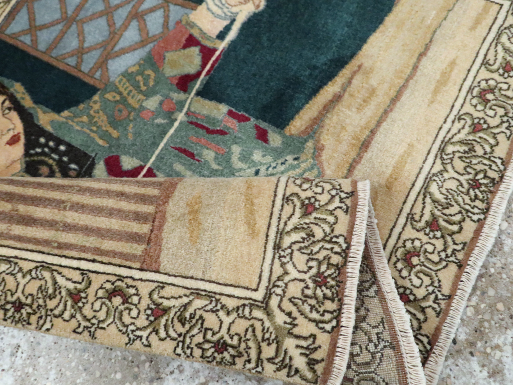 Vintage Persian Tabriz Pictorial Rug, No.29194 - Galerie Shabab