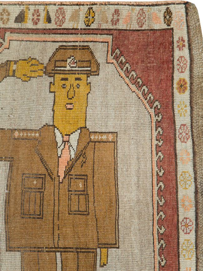 Vintage Turkish Anatolian Pictorial Gallery Rug, No.29222 - Galerie Shabab