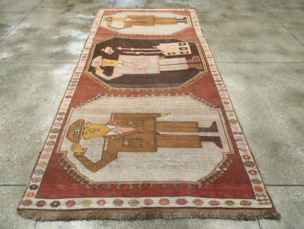 Vintage Turkish Anatolian Pictorial Gallery Rug, No.29222 - Galerie Shabab