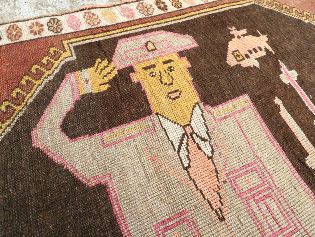 Vintage Turkish Anatolian Pictorial Gallery Rug, No.29222 - Galerie Shabab