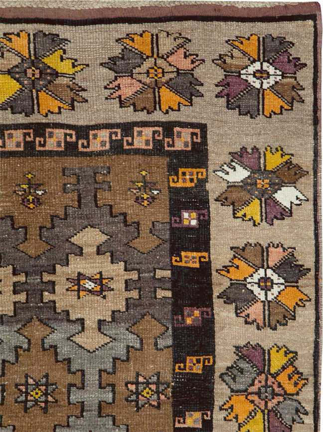 Vintage Turkish Anatolian Wide Gallery Runner, No.29223 - Galerie Shabab