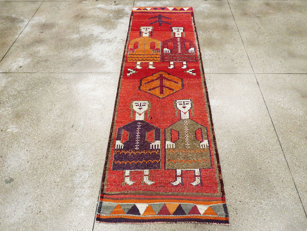 Vintage Turkish Anatolian Pictorial Runner, No.29231 - Galerie Shabab