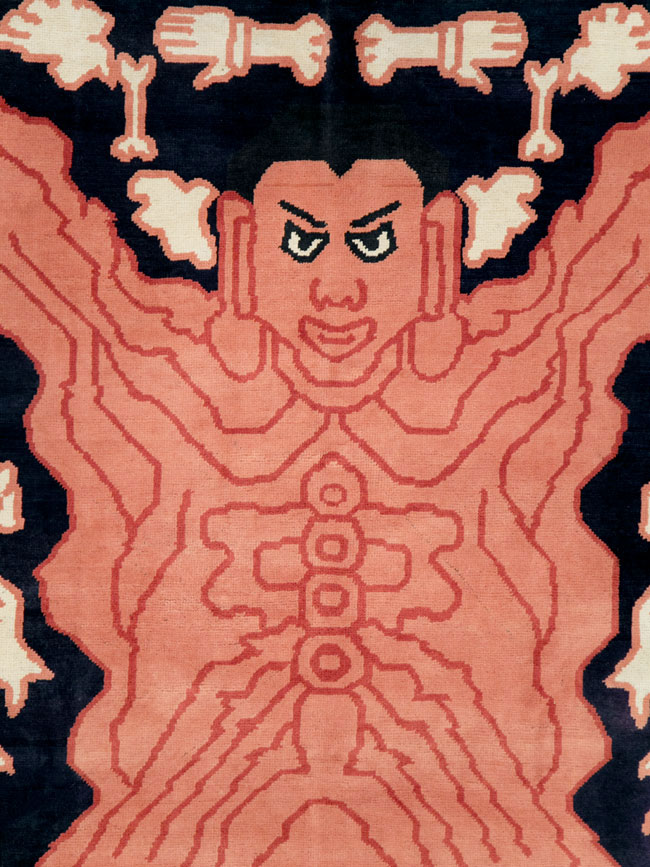 Tibetan Inspired Modern Buddhist Tantric Skeleton Ritual Rug, No.29232 - Galerie Shabab