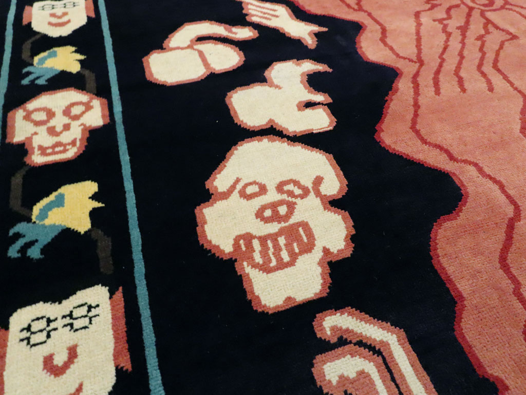Tibetan Inspired Modern Buddhist Tantric Skeleton Ritual Rug, No.29232 - Galerie Shabab