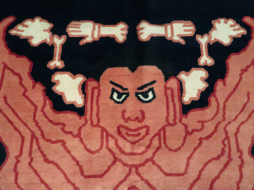 Tibetan Inspired Modern Buddhist Tantric Skeleton Ritual Rug, No.29232 - Galerie Shabab