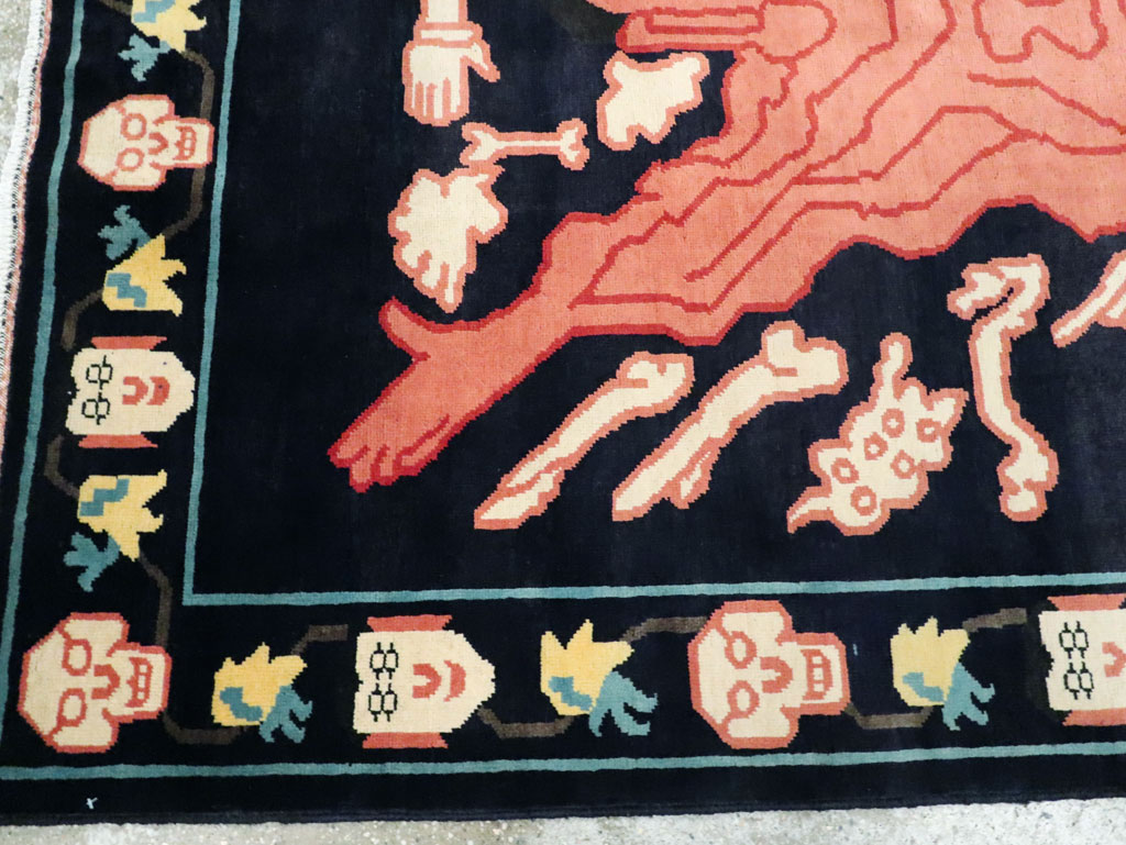 Tibetan Inspired Modern Buddhist Tantric Skeleton Ritual Rug, No.29232 - Galerie Shabab