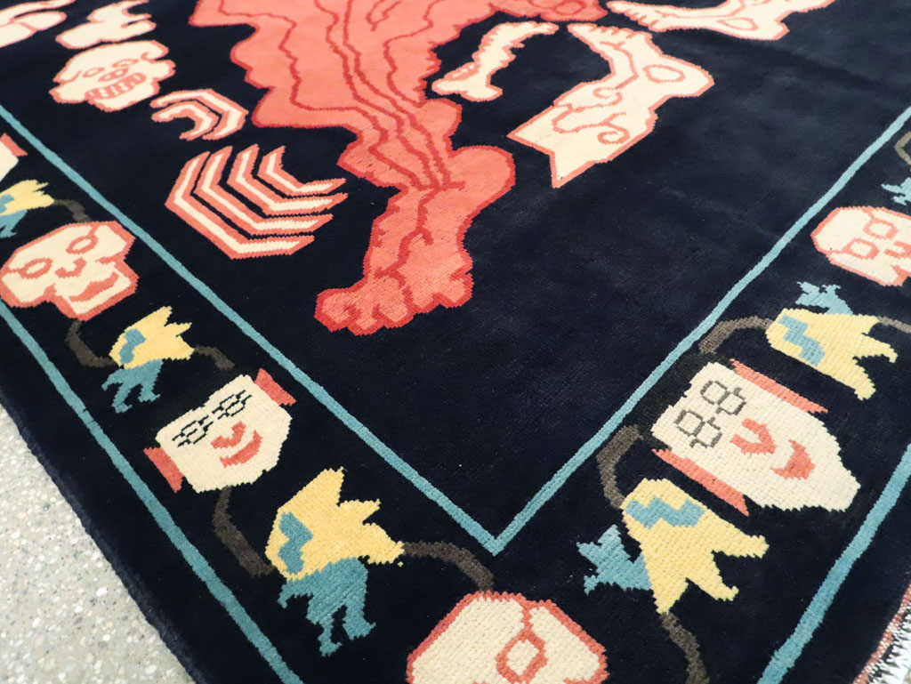 Tibetan Inspired Modern Buddhist Tantric Skeleton Ritual Rug, No.29232 - Galerie Shabab