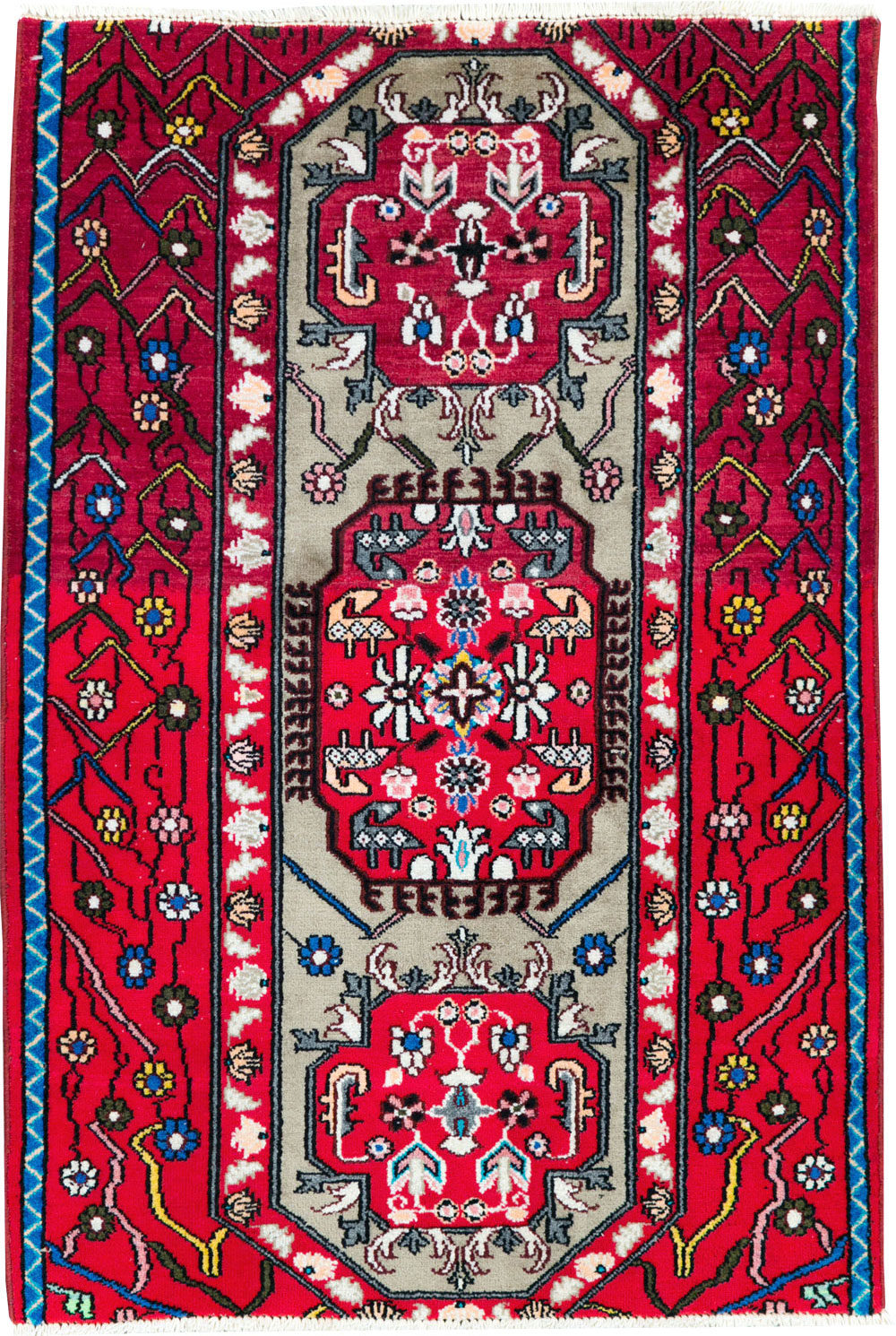 Vintage Persian Tabriz Throw Rug (Pair: 2 of 2), No.29241 - Galerie Shabab