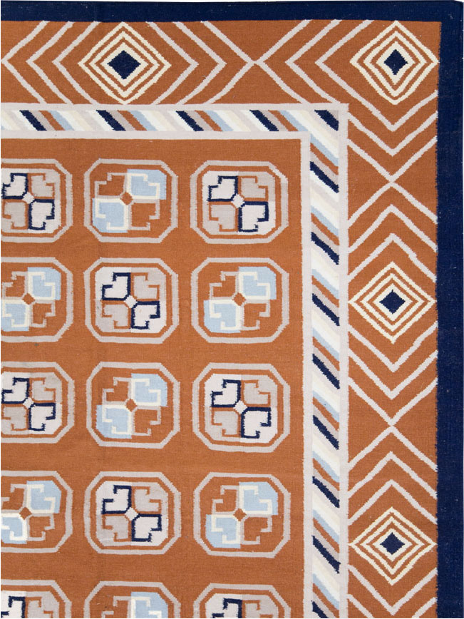 Modern Indian Flatweave Dhurrie Large Room Size Carpet, No.29266 - Galerie Shabab