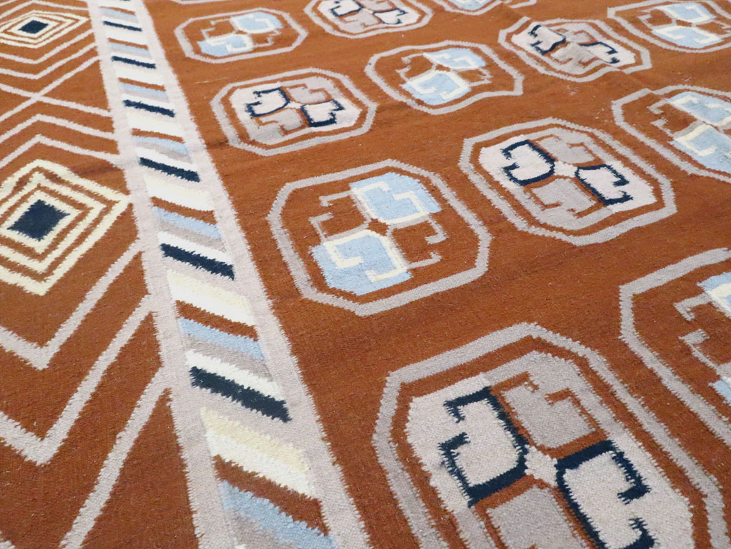 Modern Indian Flatweave Dhurrie Large Room Size Carpet, No.29266 - Galerie Shabab