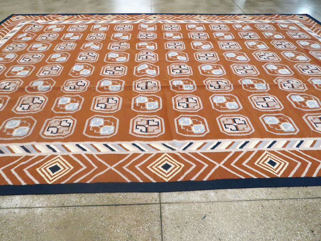 Modern Indian Flatweave Dhurrie Large Room Size Carpet, No.29266 - Galerie Shabab