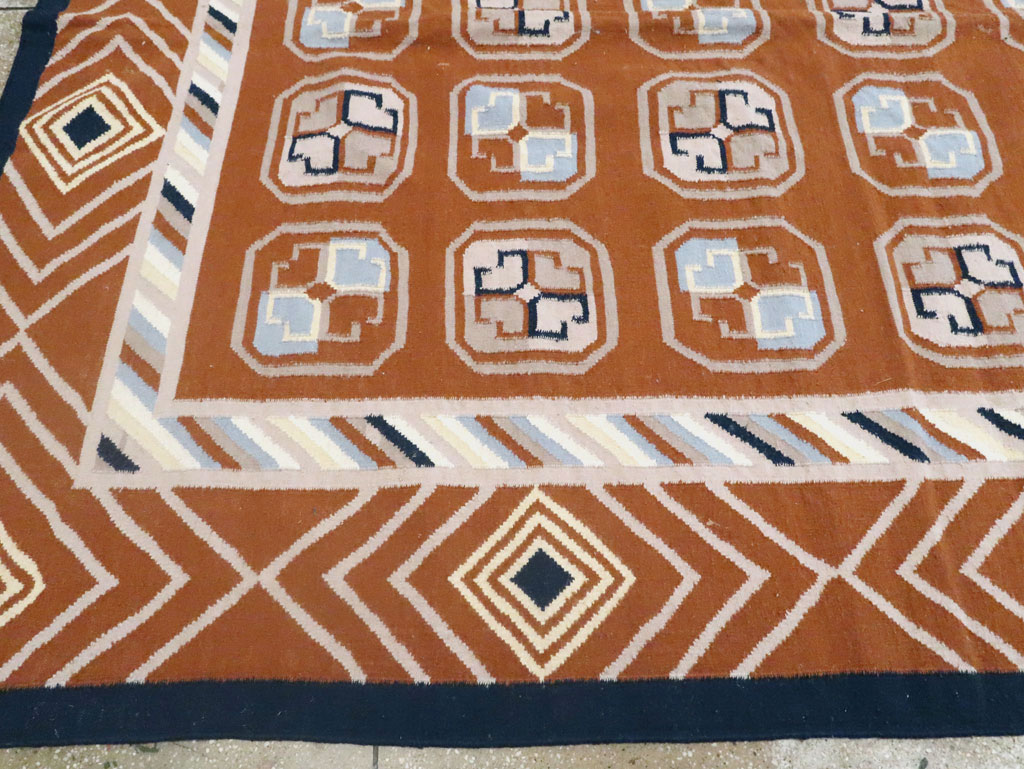 Modern Indian Flatweave Dhurrie Large Room Size Carpet, No.29266 - Galerie Shabab