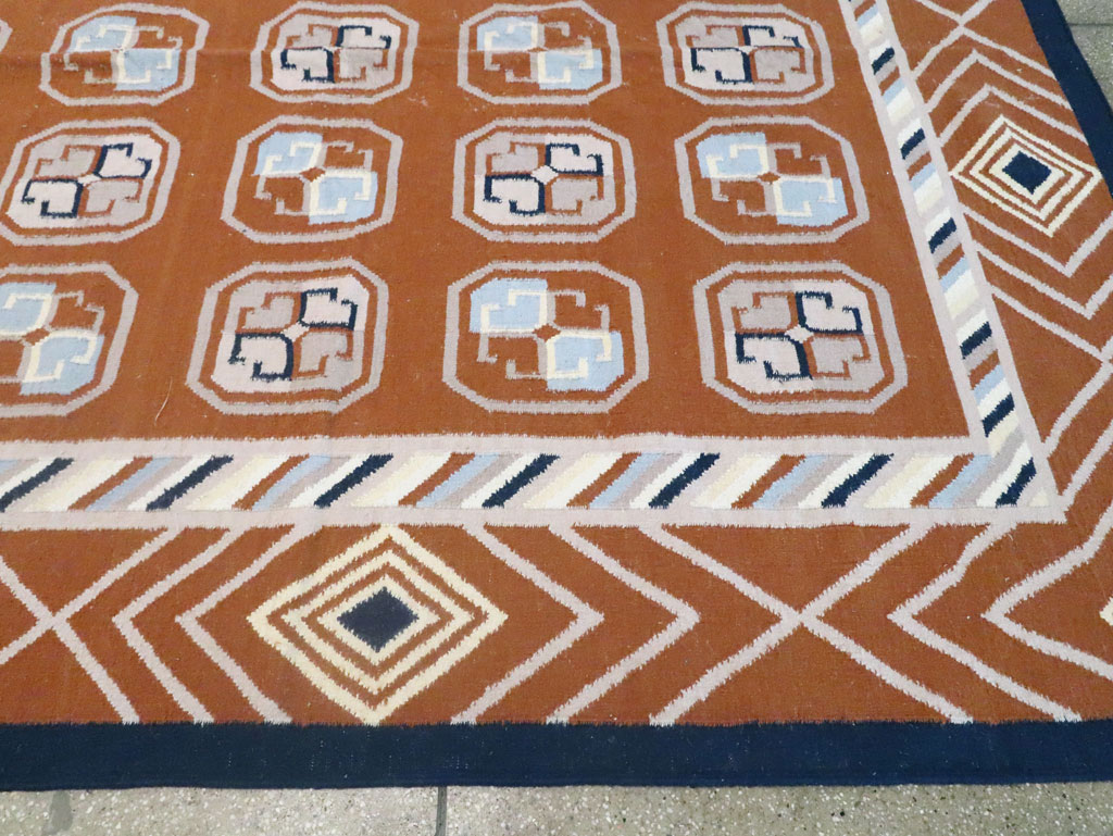 Modern Indian Flatweave Dhurrie Large Room Size Carpet, No.29266 - Galerie Shabab