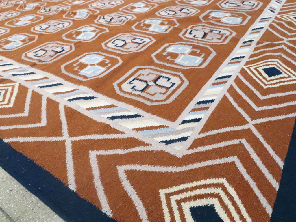 Modern Indian Flatweave Dhurrie Large Room Size Carpet, No.29266 - Galerie Shabab