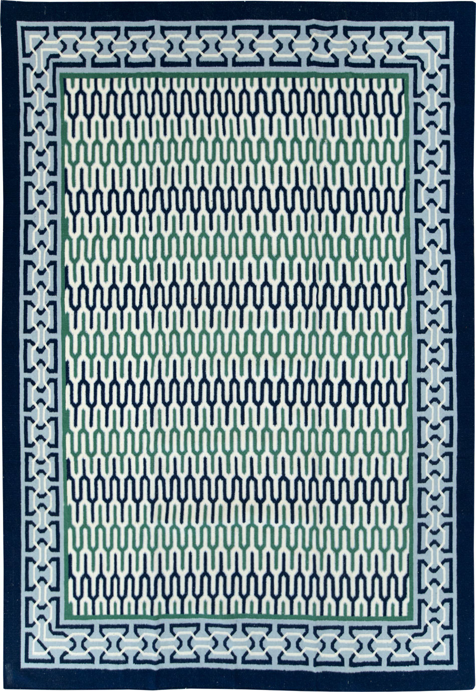 Contemporary Indian Flatweave Dhurrie Room Size Carpet, No.29267 - Galerie Shabab