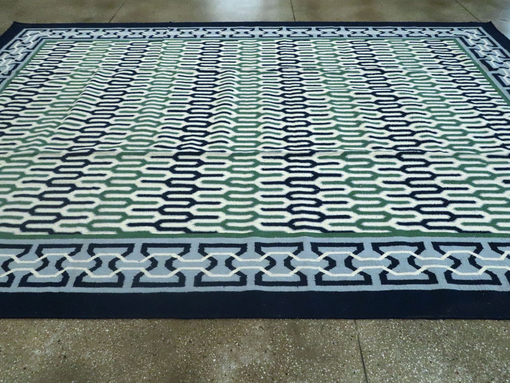 Contemporary Indian Flatweave Dhurrie Room Size Carpet, No.29267 - Galerie Shabab