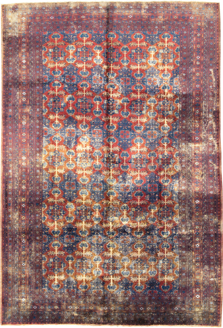 Vintage Central Asian Silk Turkoman Tribal Accent Rug, No.29268 - Galerie Shabab
