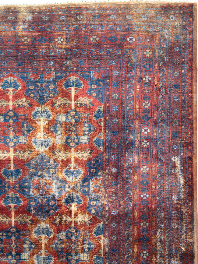 Vintage Central Asian Silk Turkoman Tribal Accent Rug, No.29268 - Galerie Shabab