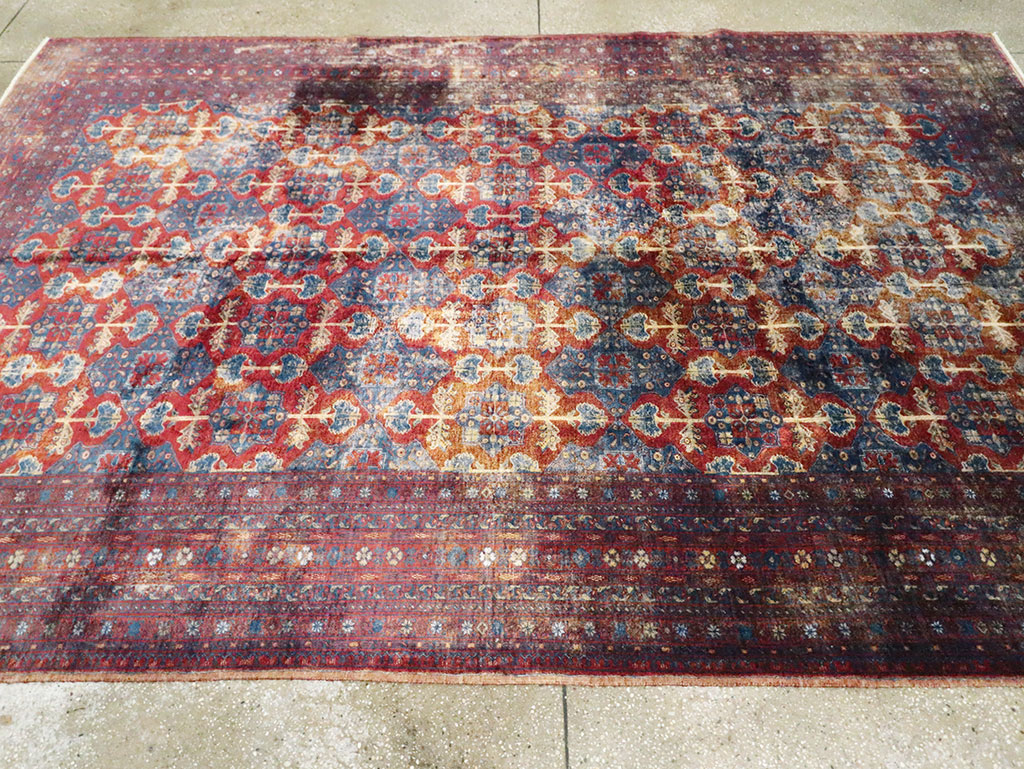 Vintage Central Asian Silk Turkoman Tribal Accent Rug, No.29268 - Galerie Shabab