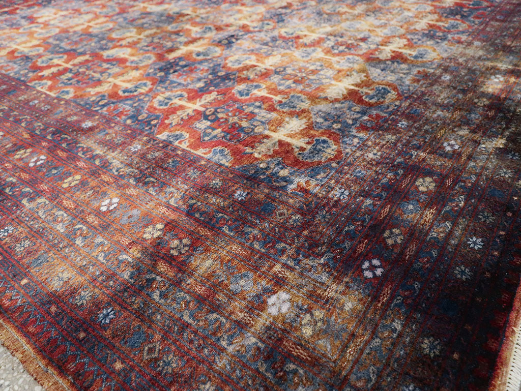 Vintage Central Asian Silk Turkoman Tribal Accent Rug, No.29268 - Galerie Shabab