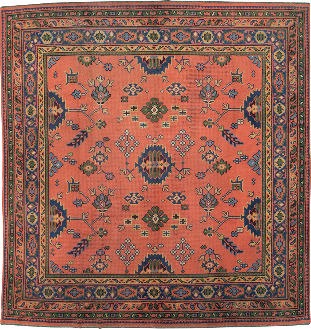 Vintage Turkish Oushak Square Room Size Carpet, No.29271 - Galerie Shabab