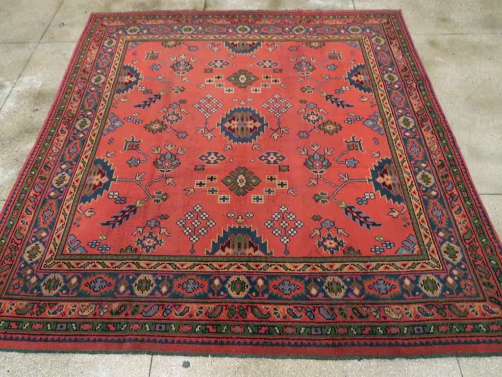 Vintage Turkish Oushak Square Room Size Carpet, No.29271 - Galerie Shabab