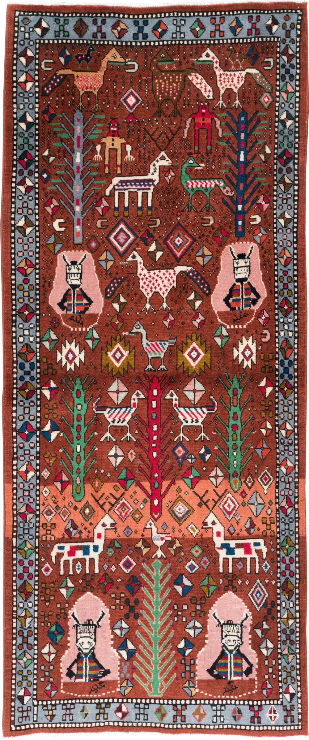 Vintage Persian Afshar Pictorial Throw Rug, No.29277 - Galerie Shabab