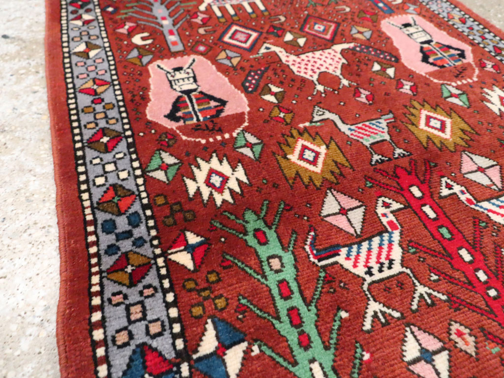 Vintage Persian Afshar Pictorial Throw Rug, No.29277 - Galerie Shabab