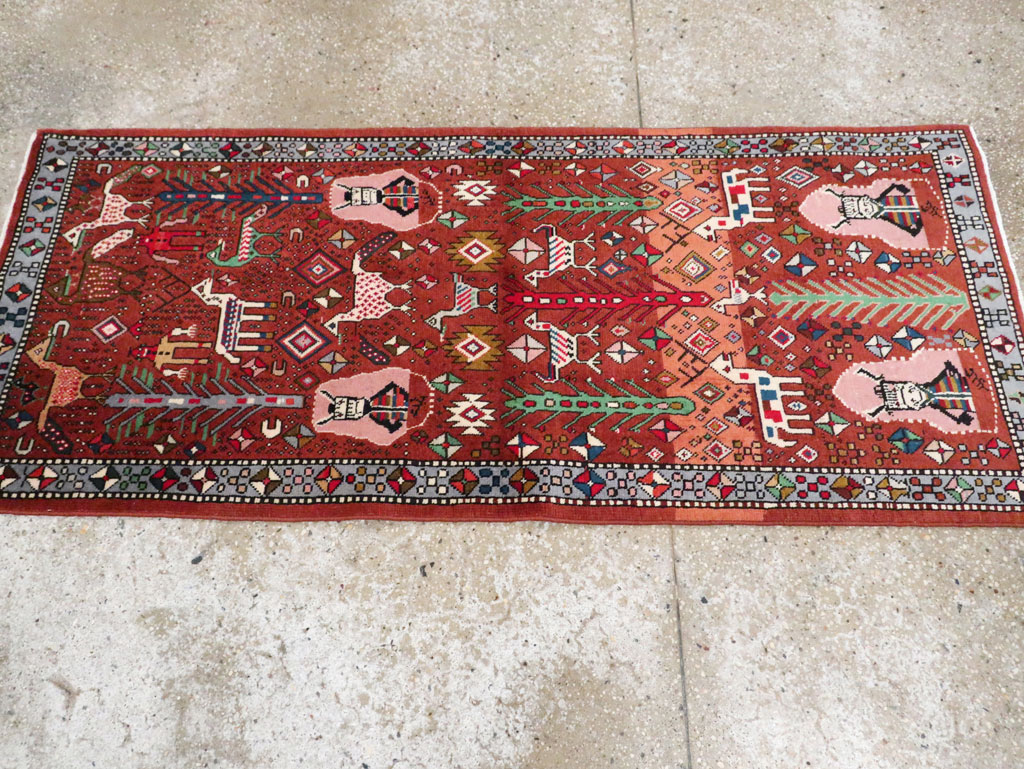 Vintage Persian Afshar Pictorial Throw Rug, No.29277 - Galerie Shabab