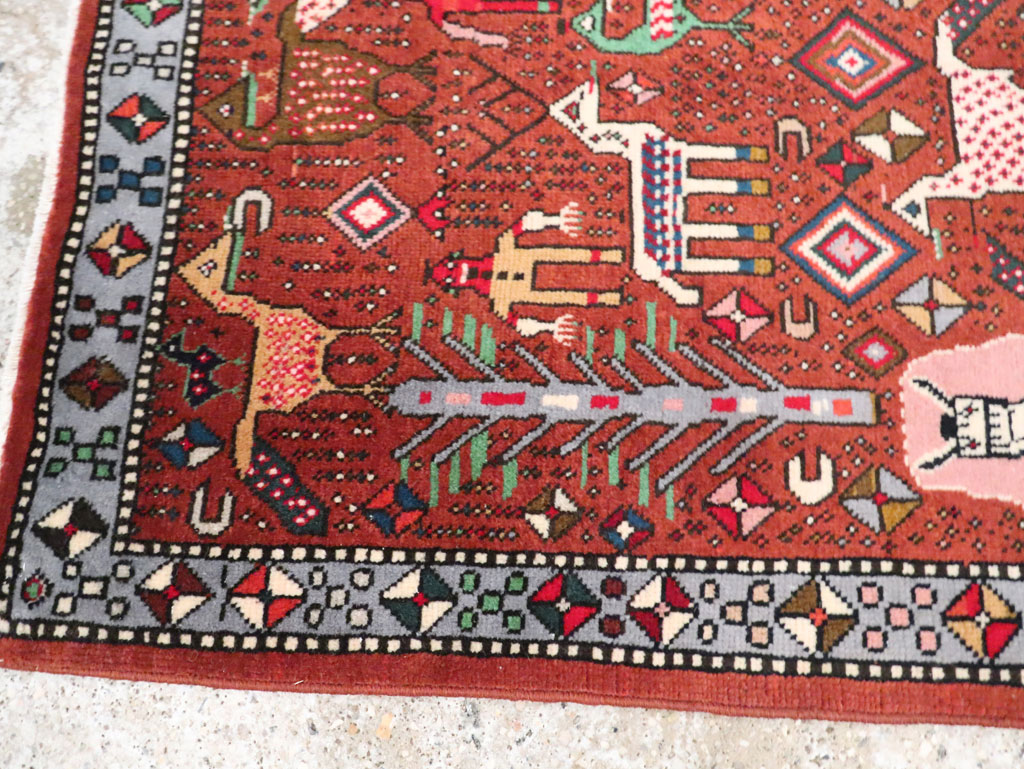 Vintage Persian Afshar Pictorial Throw Rug, No.29277 - Galerie Shabab