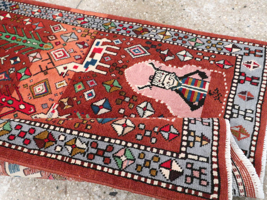 Vintage Persian Afshar Pictorial Throw Rug, No.29277 - Galerie Shabab