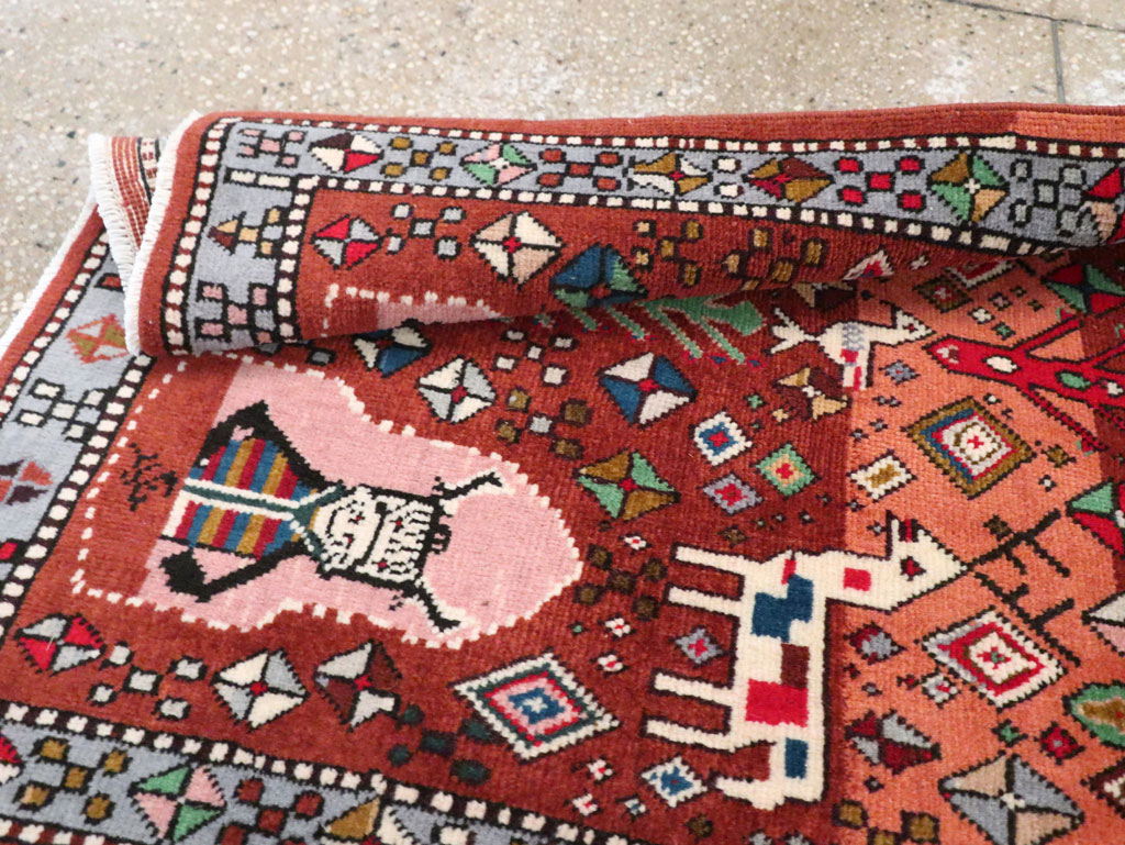 Vintage Persian Afshar Pictorial Throw Rug, No.29277 - Galerie Shabab