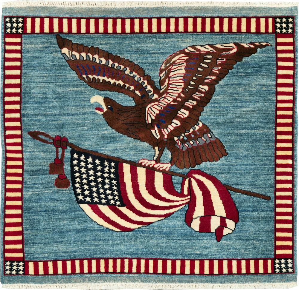 Modern Persian Mahal Pictorial Flag Rug (Pair: 1 of 2), No.29293 - Galerie Shabab